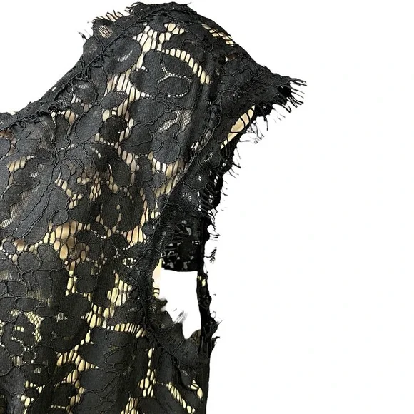 Eliza J Dress‎ Women 8P Black Floral Lace Sleeveless Boat Neck Little Black Chic - Picture 5 of 14